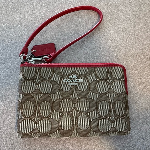 Coach Handbags - Coach Brown and Red Wristlet